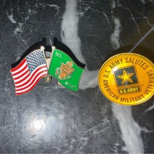 U.S. Army Flag Pin and Veterans Button